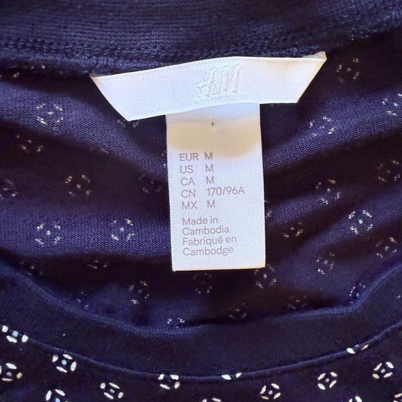 Women's H&M Polka Dot Printed Navy Flutter-Sleeve Dress Size M Spring Midi - Picture 13 of 16